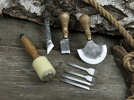 5-Piece Leather Working Tool Set With Nylon Mallet