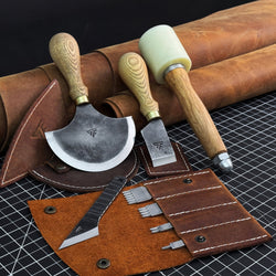 5-Piece Leather Working Tool Set With Nylon Mallet