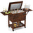 54 Quart Wooden Cooler Cart for Patio Rolling Ice Chest with Shelves-Brown