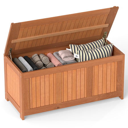 58 Gallon 3-in-1 Patio Wood Deck Box with Flip Top for Cushions