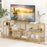 58 Inch TV Console Table with Tempered Glass Shelves for Living Room-Gold