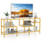 58 Inch TV Console Table with Tempered Glass Shelves for Living Room-Gold