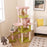 58 Inch Tall Multi-Level Cat Tree Aesthetic Floral Kitten Tower-Pink