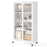 58 Inches Bookcase with Adjustable Shelves and Lockable Wheels-White