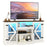 59 Inches Media Console Table with 3-Level Shelves and 22 Dynamic Modes-White