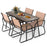 5 Pieces Patio Dining Set with Rectangular Table and Fabric Chairs-Brown