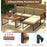 5 Pieces Patio Furniture Set Acacia Wood Sectional Set with Heavy-Duty Metal Frame-Beige