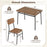 5-Piece Table Set for 4 with Metal Frame and Storage Rack-Brown