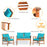 4 Pcs Wooden Patio Furniture Set Table Sofa Chair Cushioned Garden