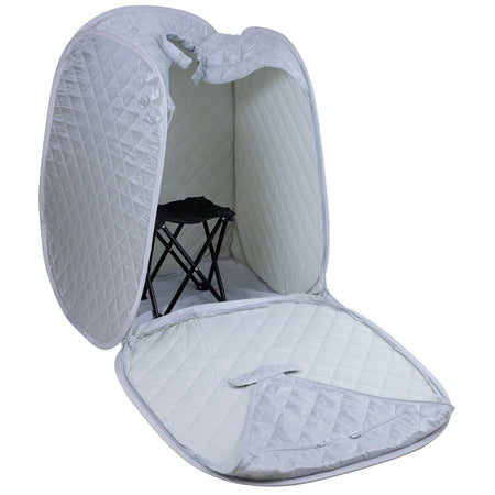 Personal Foldable Steam Sauna for Weight Loss, Detox, Relaxation at Home, 60 Minute Timer, 800 Watt Steam Generator, Chair Included (Silver)