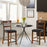 2 Pieces Counter Height Chair Set with Leather Seat and Rubber Wood Legs