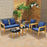 5 Piece Outdoor Conversation Set with 2 Coffee Tables for Backyard Poolside-Navy