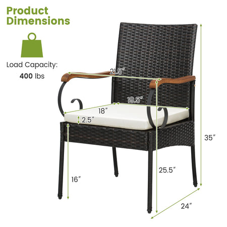 5 Pieces Patio Rattan Dining Set with Umbrella Hole for Poolside Backyard