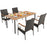 5 Pieces Patio Wicker Dining Set with Detachable Cushion and Umbrella Hole