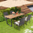 5 Pieces Patio Rattan Dining Set with Acacia Wood Tabletop and Armrests