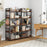 5-Tier Bookshelf with 4 Hooks Industrial Storage Bookcase-Rustic Brown