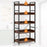 5-Tier Bookshelf with 4 Hooks Industrial Storage Bookcase-Rustic Brown