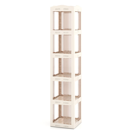 5-Tier Foldable Rotating Bookshelf 360¬∞ Spinning Bookcase with Swivel Base-White