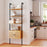 5-Tier Ladder Bookcase with Rattan Cabinet and Metal Frame-Natural