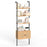 5-Tier Ladder Bookcase with Rattan Cabinet and Metal Frame-Natural