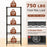 5-Tier Metal Storage Shelving Unit with V-Shaped Wire Rack and 750 LBS Capacity-Black