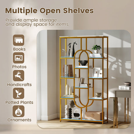 5-Tier Tall Etagere Bookcase with Open Storage Shelves-White