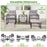 5 Piece Outdoor Rattan Conversation Set with 2-Layer Side Table and 2 Ottomans-Gray