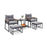 5 Piece Outdoor Rattan Conversation Set with 2-Layer Side Table and 2 Ottomans-Gray