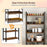 6-Tier Tall Industrial Bookcase with Open Shelves and 4 Hooks-Brown