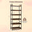 6-Tier Tall Industrial Bookcase with Open Shelves and 4 Hooks-Brown