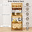 60 Inch Tall Microwave Stand with Open Shelves and 10 Hanging Hooks-Rustic Brown