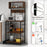 60 Inch Tall Microwave Stand with Open Shelves and 10 Hanging Hooks-Rustic Brown
