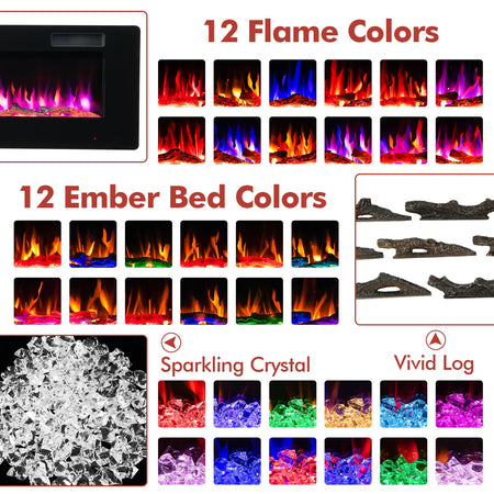 60 Inches Ultra-thin Electric Fireplace with Remote Control and Timer Function