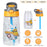 16.2Oz Leak-proof Kids Water Bottle with Straw Push Button Sport Water Bottle for Kids Crab Ship Jellyfish Rocket