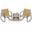 3 Piece Rocking Bistro Chairs and Side Table Set with Storage Bag-Brown