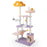 66 Inch Cute Cat Tree Cats Multi-level Tall Cat Tower with Sisal Covered Scratching Posts-Purple