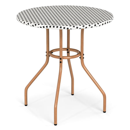 27.5 inch Outdoor Bistro Table with Heavy Duty Metal Frame and Adjustable Foot Pads-white