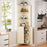 68 Inch Tall Corner Cabinet with 5 Shelves and 2 Fluted Doors for Bathroom-Beige