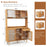 69 Inch Wine Bar Kitchen Cabinet with Sliding Tempered Glass and Rattan Door-Natural
