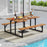 6-Person Acacia Wood Picnic Table with 2 Built-In Benches