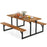 6-Person Acacia Wood Picnic Table with 2 Built-In Benches