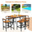 7 Pieces Acacia Wood Patio Rattan Bar Set with Umbrella Hole