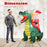 6.7 Feet Christmas Inflatable Santa Claus Ride on Dinosaur with Built-in LED Lights