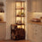 6-Tier Corner Bar Cabinet with LED Lights and Charging Station for Kitchen-Rustic Brown