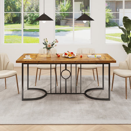 71 Inch Large Dining Table for 6-8 People Rectangular Wood Kitchen Table-Rustic Brown