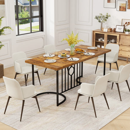 71 Inch Large Dining Table for 6-8 People Rectangular Wood Kitchen Table-Rustic Brown