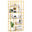71 Inch Tall Bookshelf Metal Frame 5-Tier Geometric Bookcase-White & Golden