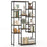 71 Inch Tall Vintage Geometric Bookshelf 12 Open Shelves-Walnut