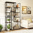 71 Inch Tall Vintage Geometric Bookshelf 12 Open Shelves-Walnut
