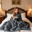 740GSM Soft Plush Fuzzy Luxury Faux Wolf Fur Blanket for Sofa-Gray